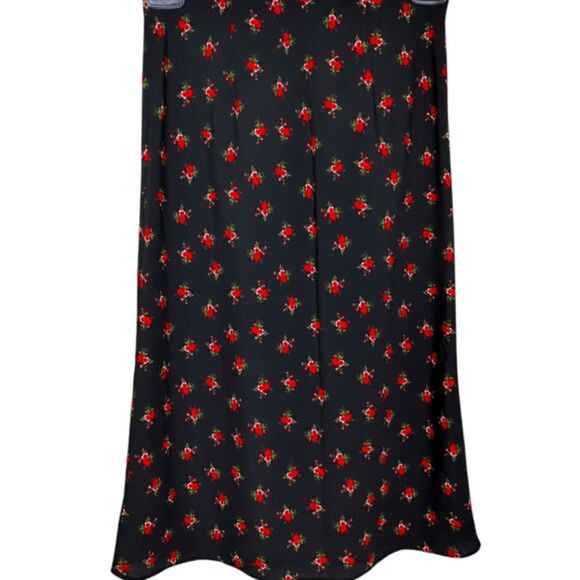 Aeropostale Floral Skirt Midi Elastic Waistband Pull on Black and Red size Small - Picture 3 of 10